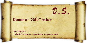 Demmer Sándor névjegykártya
